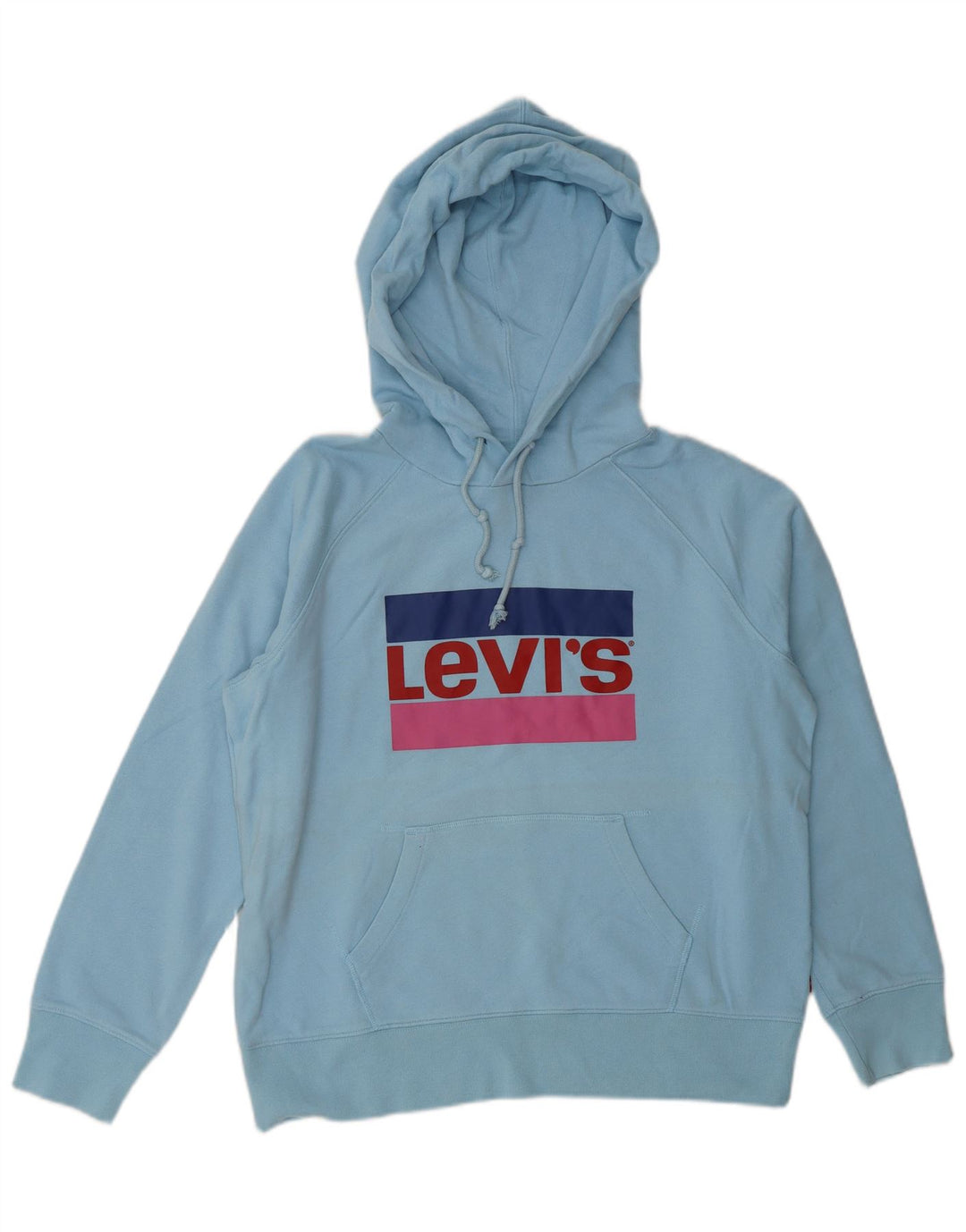 LEVI'S Womens Oversized Graphic Hoodie Jumper UK 10 Small Blue Cotton