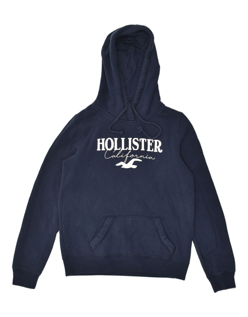 HOLLISTER Womens California Graphic Hoodie Jumper UK 6 XS Navy Blue Cotton | Vintage Hollister | Thrift | Second-Hand Hollister | Used Clothing | Messina Hembry 