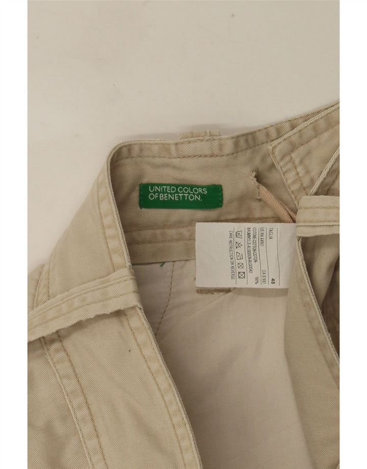 Benetton Mens Cargo Shorts IT 48 Medium W36  Beige Cotton