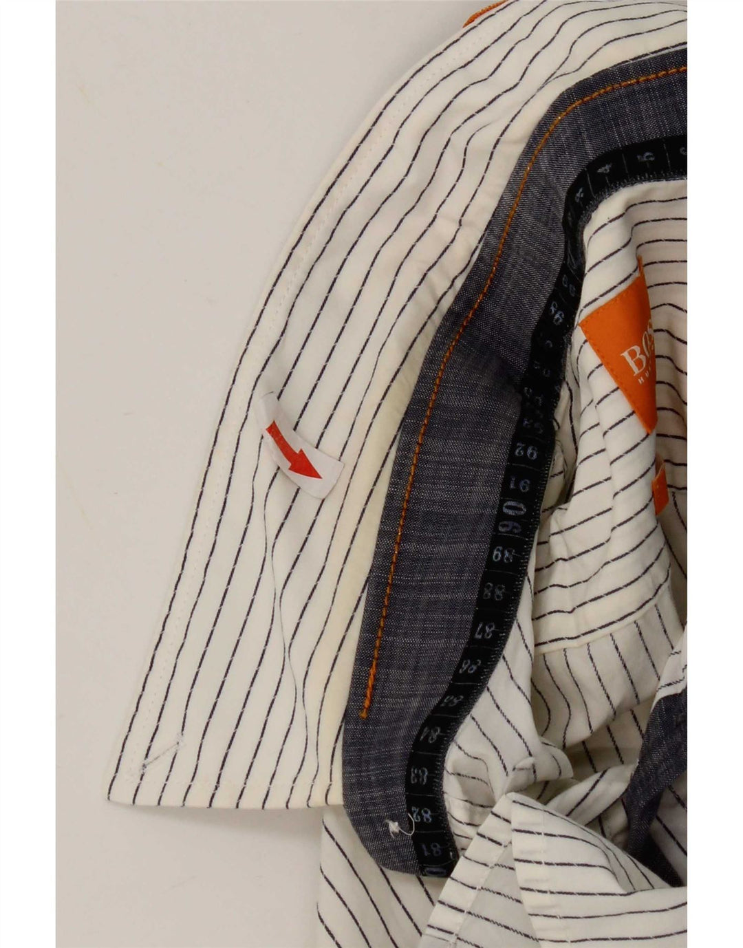 Hugo Boss Womens Slim Fit Shirt Medium White Pinstripe Cotton