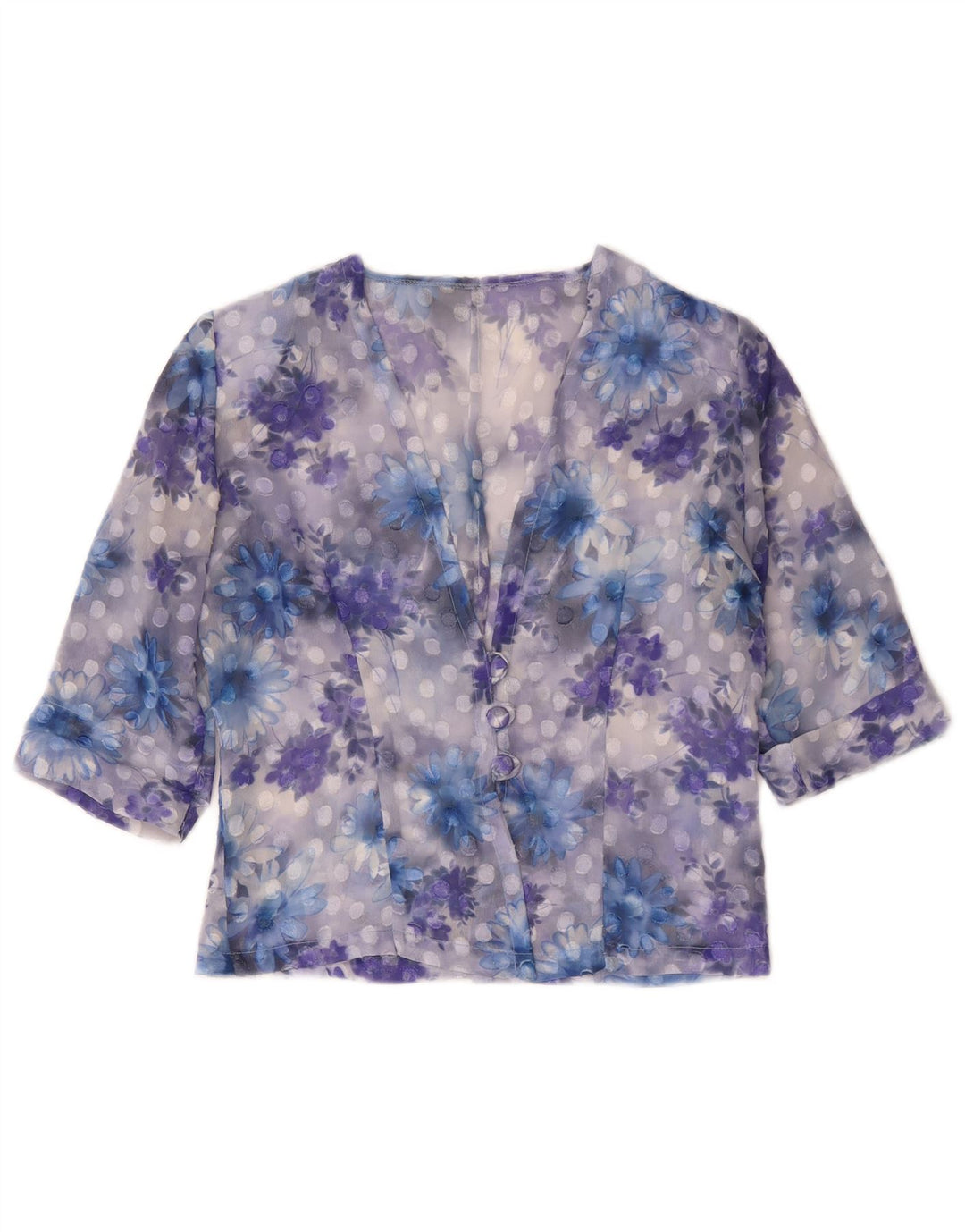 Vintage Womens Short Sleeve Blazer Jacket UK 14 Medium Purple Floral