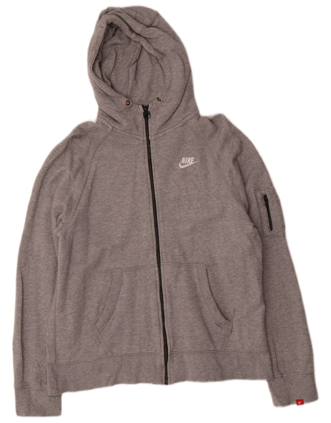 Nike Mens Zip Hoodie Sweater Large Grey Cotton