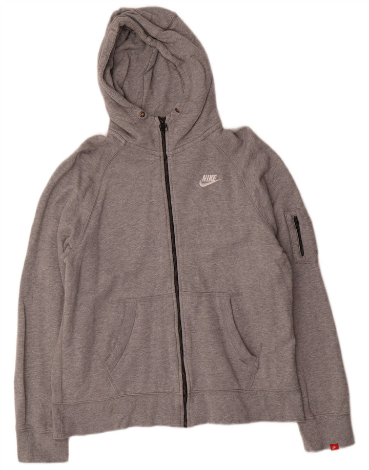 Nike Mens Zip Hoodie Sweater Large Grey Cotton
