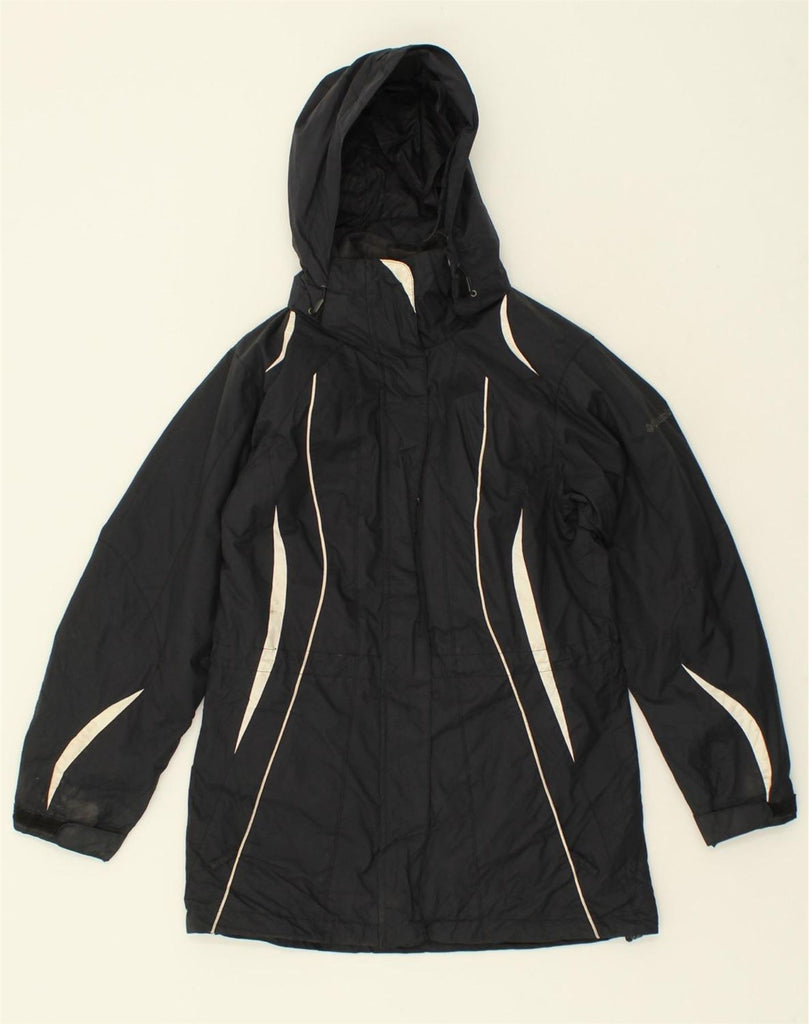 COLUMBIA Womens Hooded Windbreaker Jacket UK 6 XS Black Polyester | Vintage Columbia | Thrift | Second-Hand Columbia | Used Clothing | Messina Hembry 