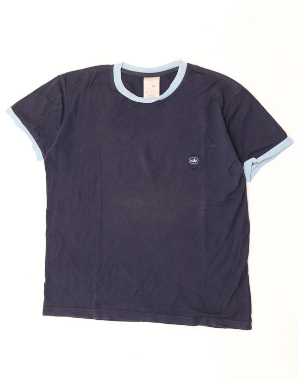 Nike Mens T-Shirt Top UK 42/44 Large Navy Blue Cotton