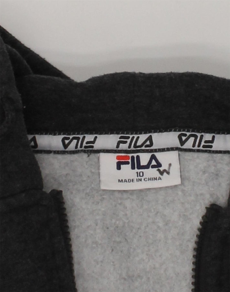 FILA Boys Graphic Zip Hoodie Sweater 9-10 Years Grey Cotton | Vintage Fila | Thrift | Second-Hand Fila | Used Clothing | Messina Hembry 