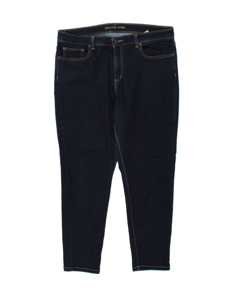 MICHAEL KORS Womens Skinny Jeans UK 14 Large W34 L26 Navy Blue Cotton | Vintage Michael Kors | Thrift | Second-Hand Michael Kors | Used Clothing | Messina Hembry 