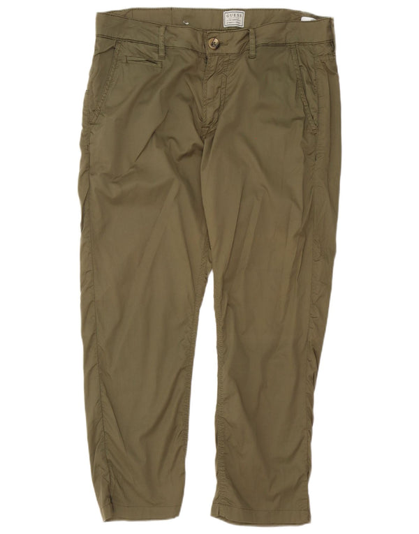 Guess Mens Slim Cropped Trousers W34 L25 Khaki Cotton