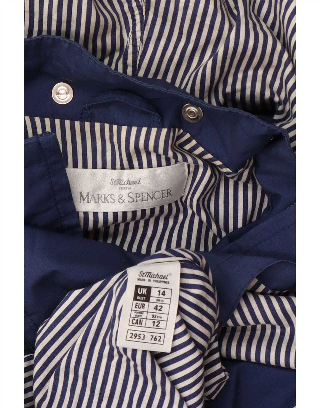 Marks & Spencer Womens St. Michael Hooded Rain Jacket UK 14 Large Blue