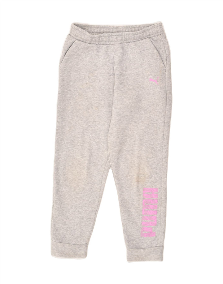 PUMA Girls Graphic Tracksuit Trousers Joggers 7-8 Years Grey | Vintage Puma | Thrift | Second-Hand Puma | Used Clothing | Messina Hembry 