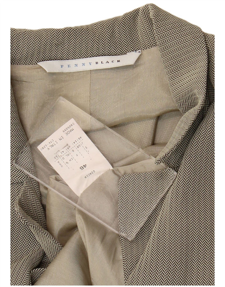 Penny Black Womens 3 Button Blazer Jacket UK 14 Large Grey Herringbone