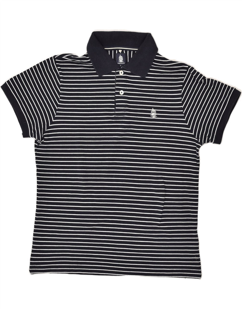 MARINA YACHTING Mens Slim Fit Polo Shirt Large Black Striped Nautical | Vintage Marina Yachting | Thrift | Second-Hand Marina Yachting | Used Clothing | Messina Hembry 