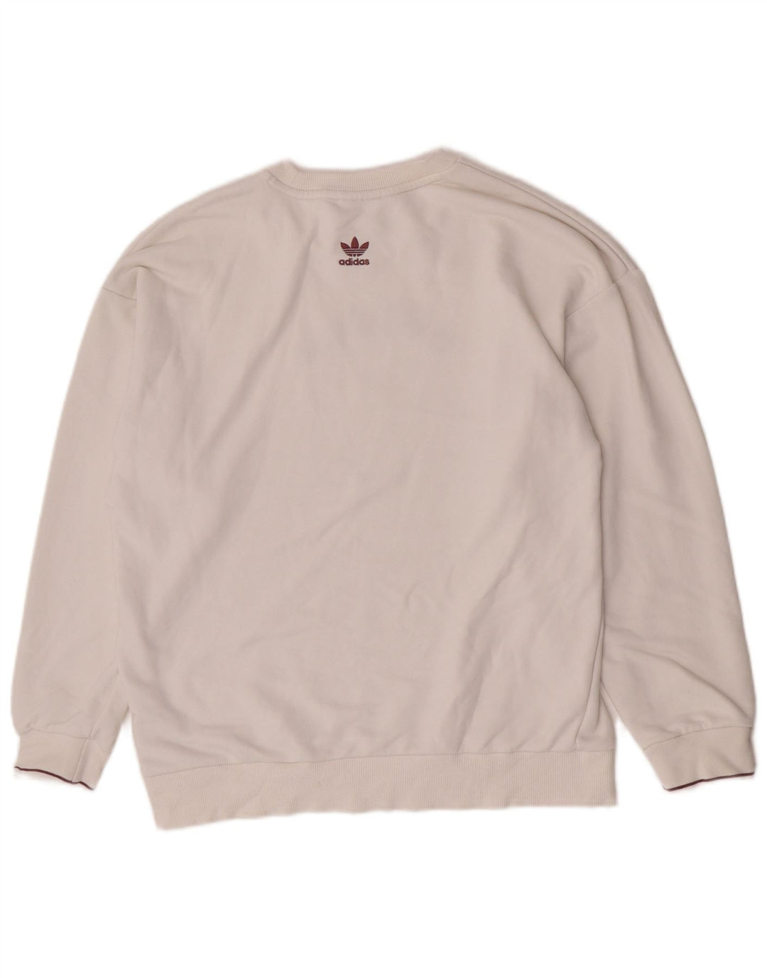 Adidas Womens Graphic Oversized Sweatshirt Jumper UK 10 Small White Cotton