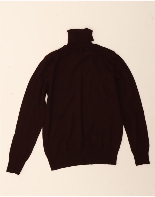 Zara Mens Roll Neck Jumper Sweater Large Burgundy Acrylic