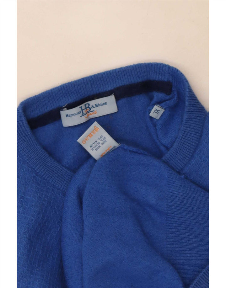 Harmont & Blaine Mens Crew Neck Jumper Sweater XL Blue Wool