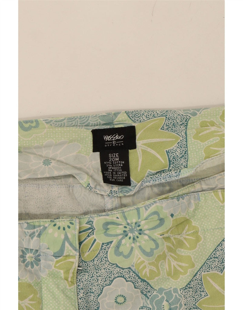 MOSSIMO Womens Slim Capri Trousers US 20 3XL W40 L24 Green Floral Cotton Vintage Mossimo and Second-Hand Mossimo from Messina Hembry 