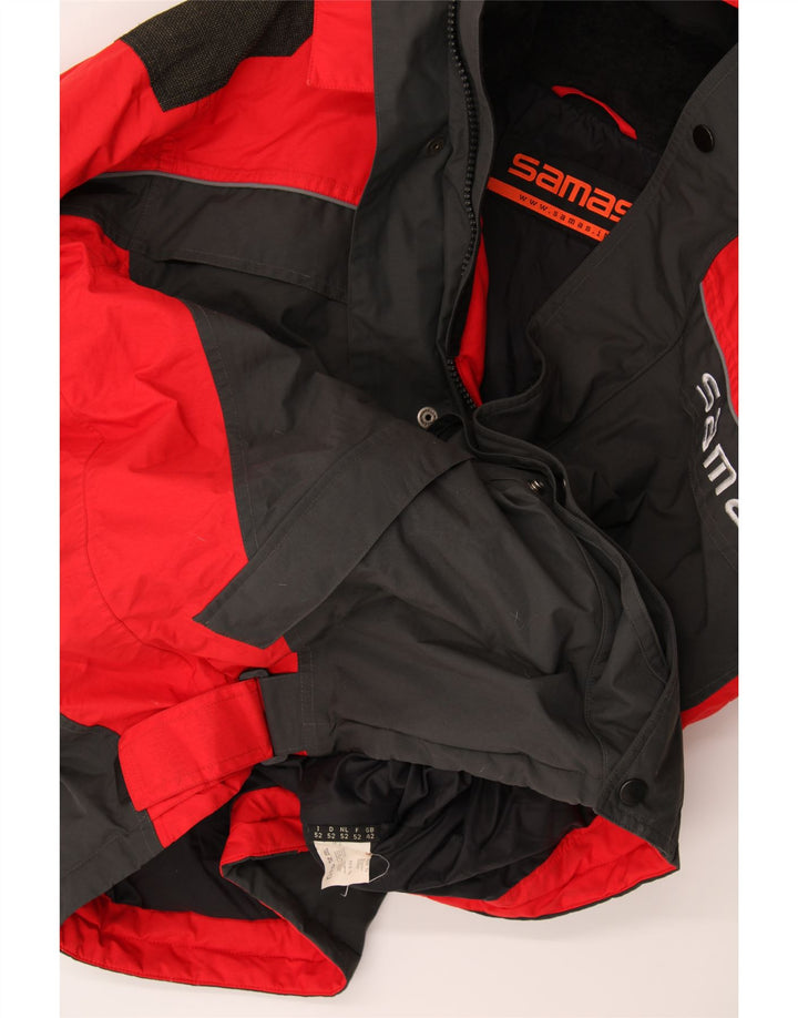 SAMAS Mens Hooded Windbreaker Jacket UK 42 XL Red Colourblock Polyester Vintage Samas and Second-Hand Samas from Messina Hembry 