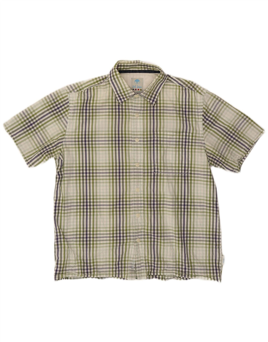FAT FACE Mens Short Sleeve Shirt Large Green Check Cotton
