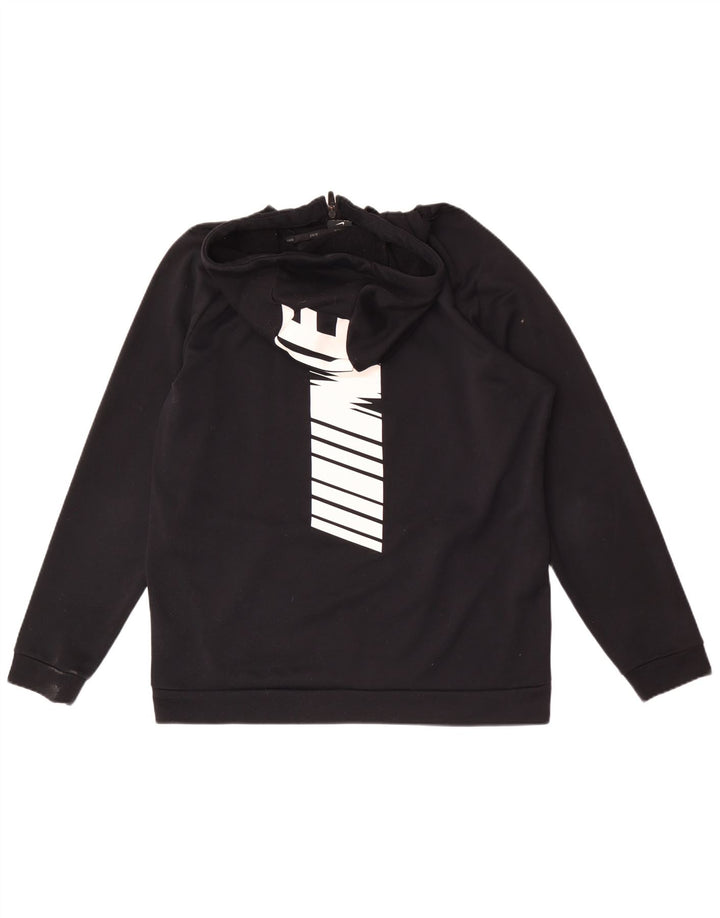 Nike Mens Dri Fit Graphic Zip Hoodie Sweater Large Black Polyester