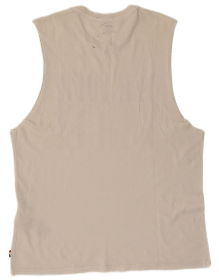LEVI'S Mens Graphic Vest Top Medium White Cotton