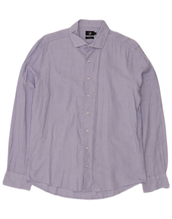 Dack's Mens Slim Fit Shirt Large Blue Argyle/Diamond Cotton