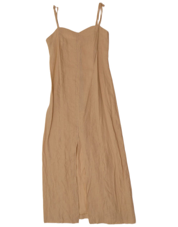 Planet Womens Slip Dress UK 12 Medium Beige Linen
