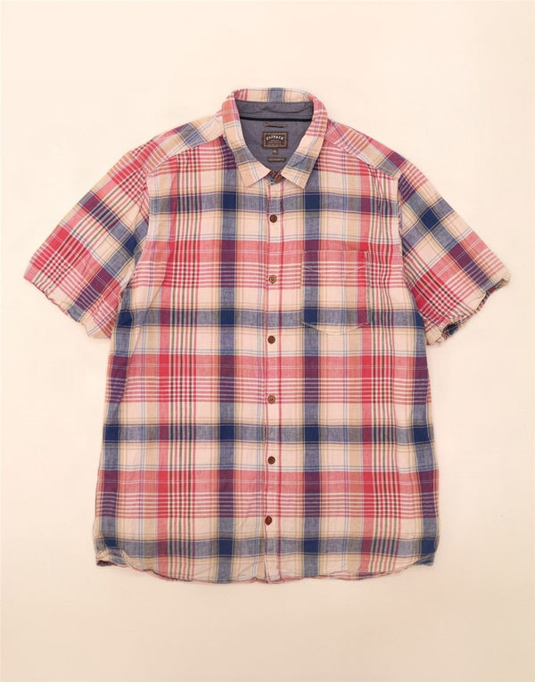 Fat Face Mens Short Sleeve Classic Fit Shirt XL Multicoloured Check Linen