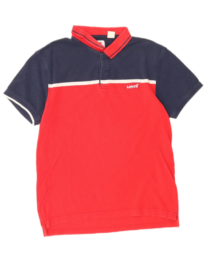 Levi's Mens Polo Shirt Medium Red Colourblock Cotton