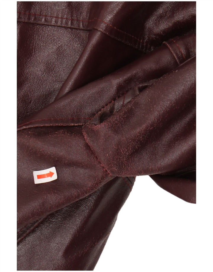 PLEASE Womens Leather Jacket UK 12 Medium Burgundy