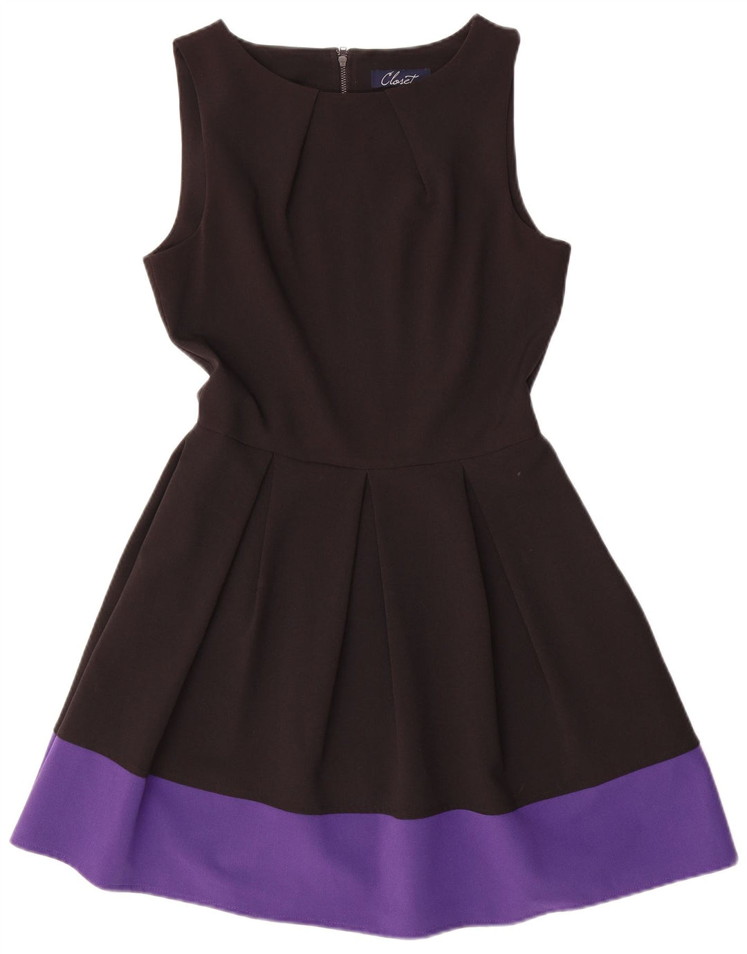 CLOSET Womens Sleeveless A-Line Dress UK 12 Medium Black Colourblock