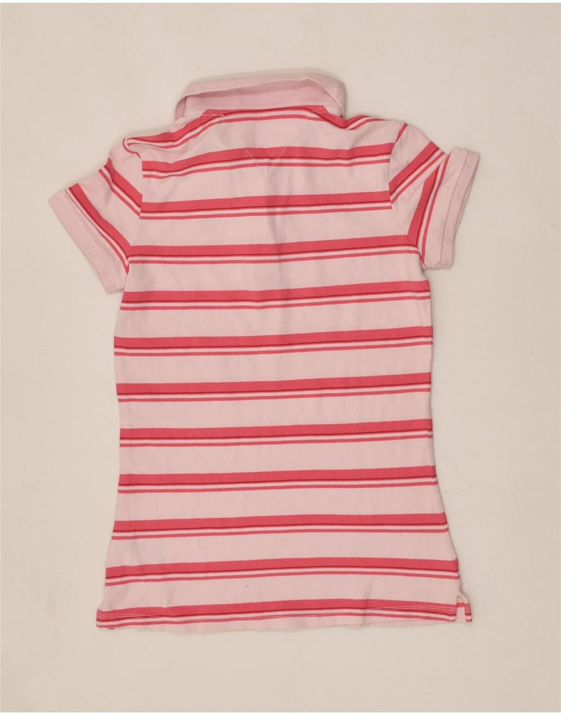 TOMMY HILFIGER Womens Polo Shirt UK 14 Large Pink Pinstripe Cotton | Vintage Tommy Hilfiger | Thrift | Second-Hand Tommy Hilfiger | Used Clothing | Messina Hembry 