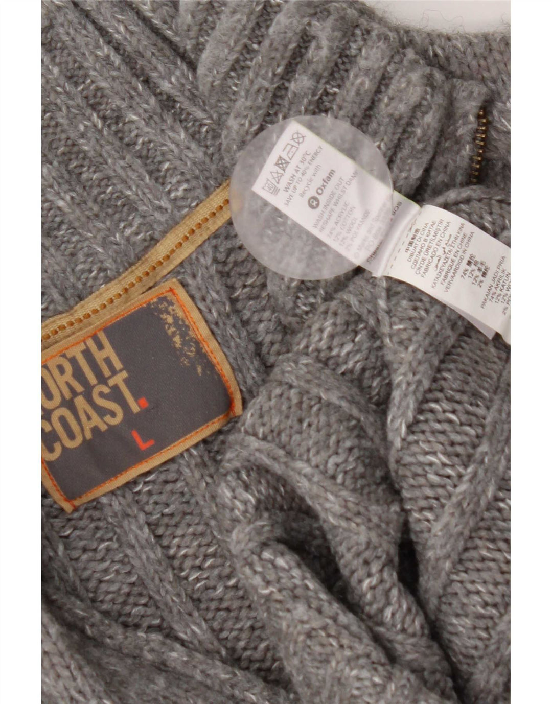 Marks & Spencer Mens Zip Neck Jumper Sweater Large Grey Flecked Acrylic