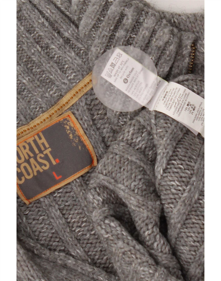 Marks & Spencer Mens Zip Neck Jumper Sweater Large Grey Flecked Acrylic