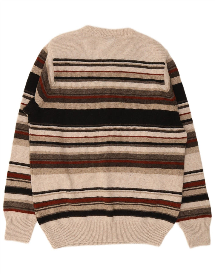 Vintage Mens Crew Neck Jumper Sweater Medium Multicoloured Striped