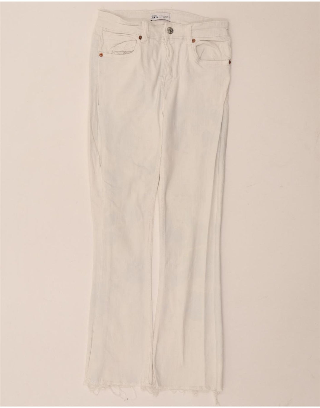 Zara Womens Bootcut Jeans EU 34 2XS W24 L26 White Cotton
