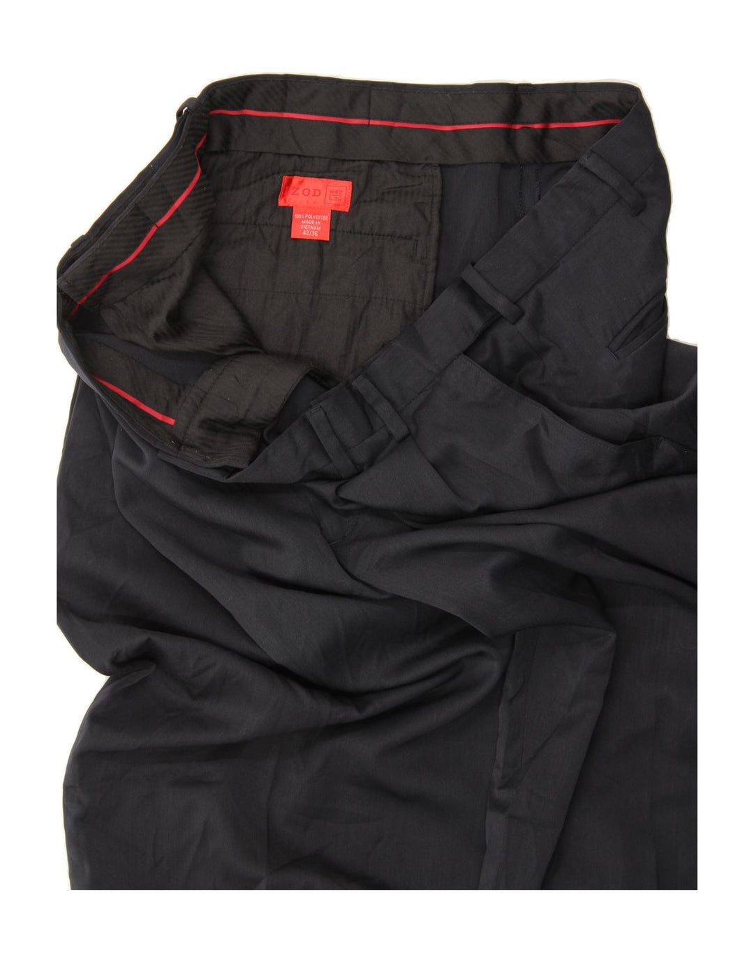 IZOD Mens Pegged Suit Trousers W42 L36 Black Polyester Vintage Izod and Second-Hand Izod from Messina Hembry 