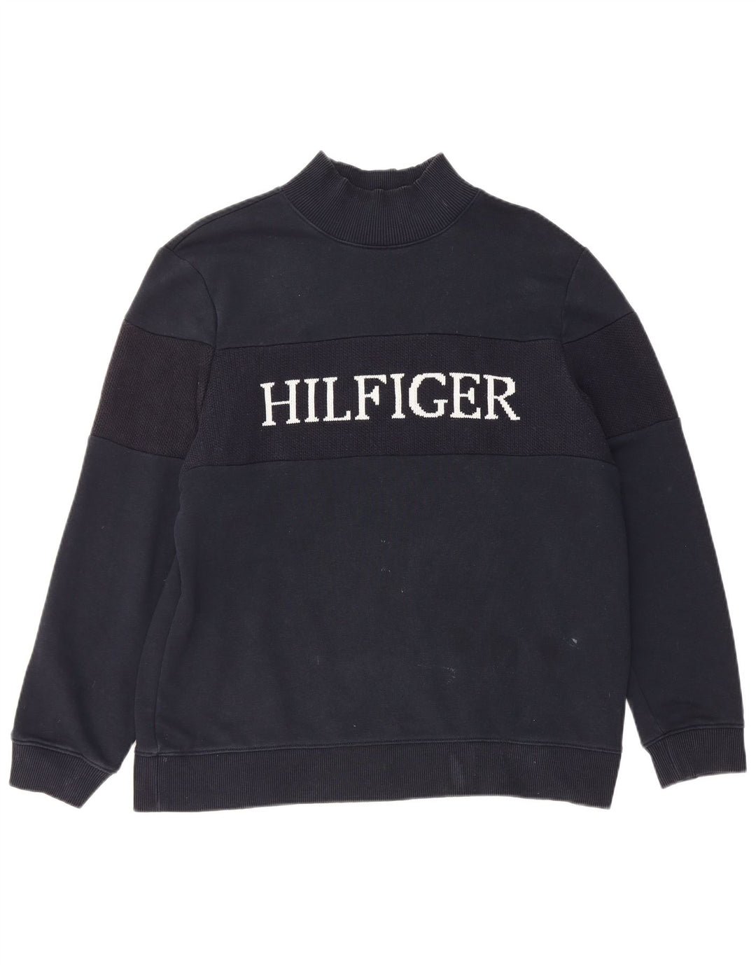 Tommy Hilfiger Womens Graphic Sweatshirt Jumper UK 14 Medium Black Cotton