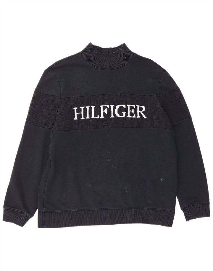 Tommy Hilfiger Womens Graphic Sweatshirt Jumper UK 14 Medium Black Cotton