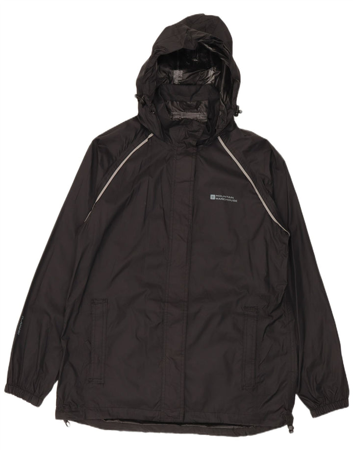 Mountain Warehouse Womens Hooded Rain Jacket UK 12 Medium Black Nylon