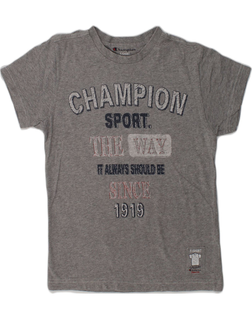 CHAMPION Boys Graphic T-Shirt Top 7-8 Years Small Grey | Vintage Champion | Thrift | Second-Hand Champion | Used Clothing | Messina Hembry 