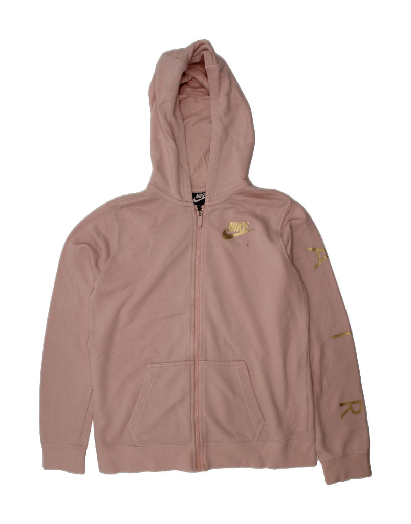 NIKE Girls Graphic Zip Hoodie Sweater 13-14 Years XL Pink Cotton Vintage Nike and Second-Hand Nike from Messina Hembry 