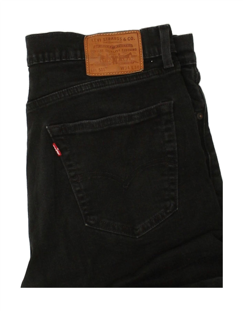 LEVI'S Mens 505 Regular Straight Jeans W34 L30 Black Cotton | Vintage Levi's | Thrift | Second-Hand Levi's | Used Clothing | Messina Hembry 