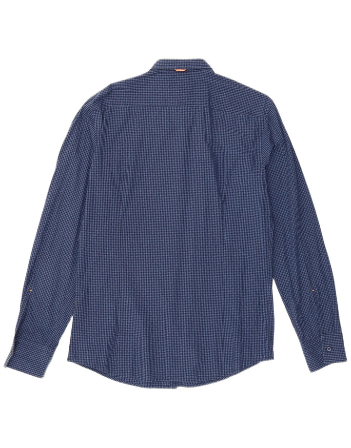 Hugo Boss Mens Slim Fit Shirt Large Blue Gingham