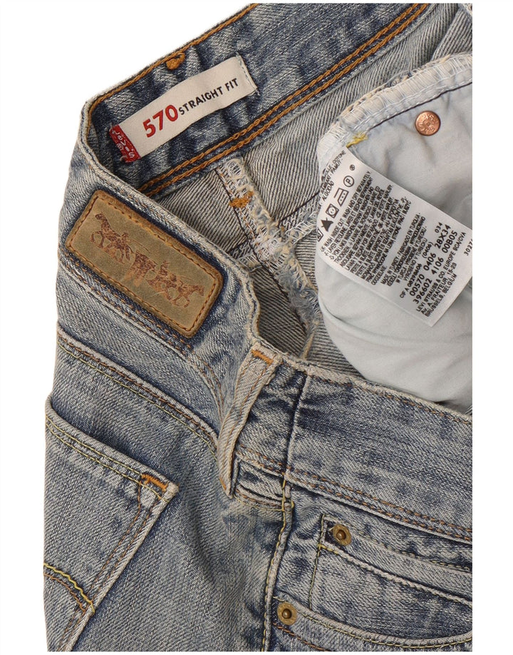 Levi's Womens 570 Straight Jeans W28 L30 Blue Cotton