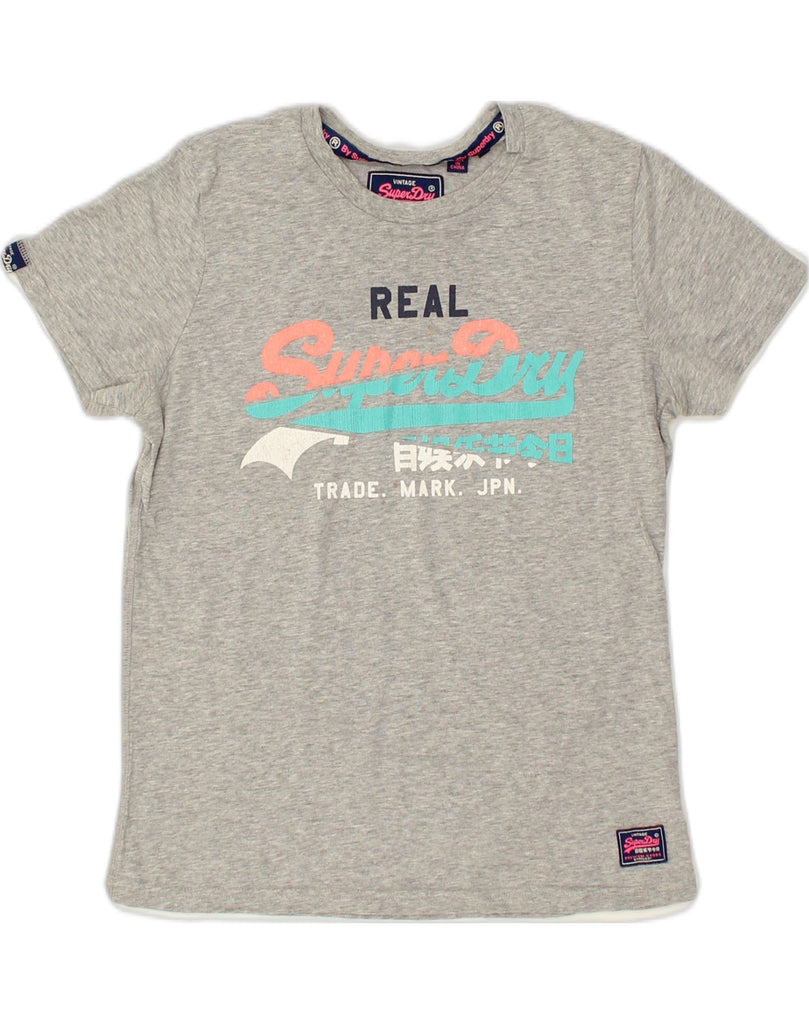 SUPERDRY Womens Vintage Graphic T-Shirt Top UK 12 Medium Grey | Vintage Superdry | Thrift | Second-Hand Superdry | Used Clothing | Messina Hembry 