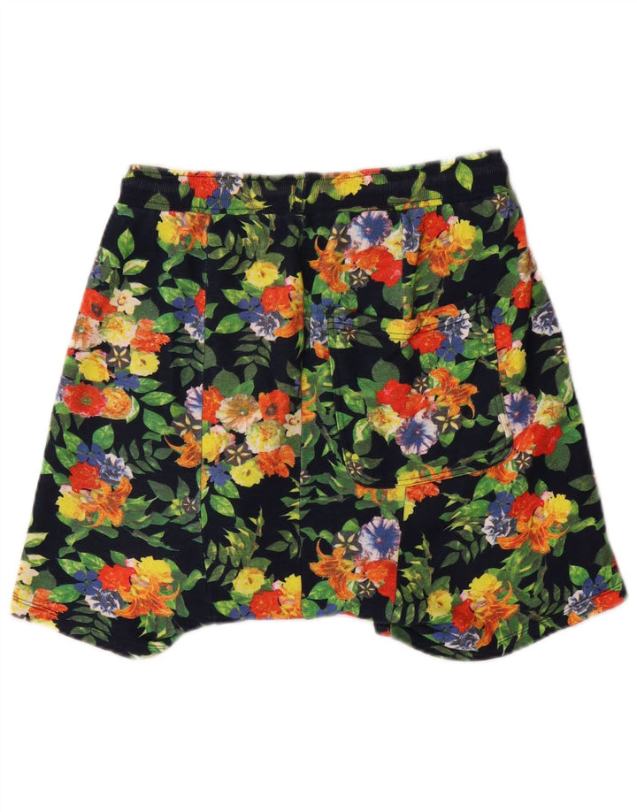 ZARA Mens Sport Shorts Large  Black Floral Cotton