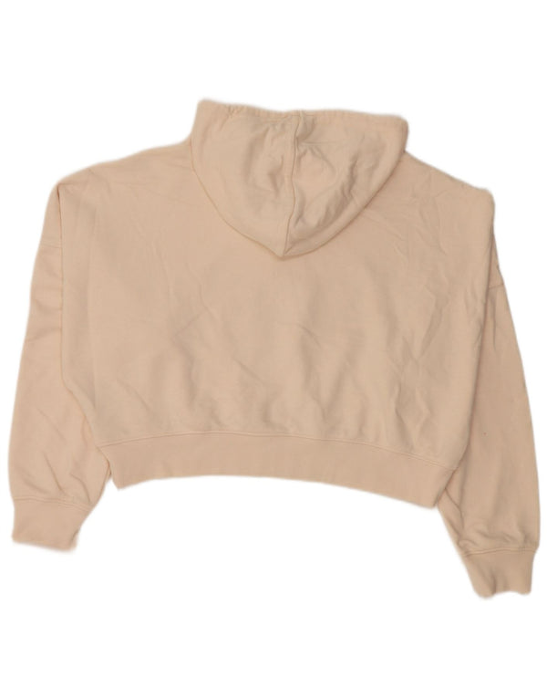 Adidas Womens Graphic Oversized Hoodie Jumper UK 10 Small Beige Cotton
