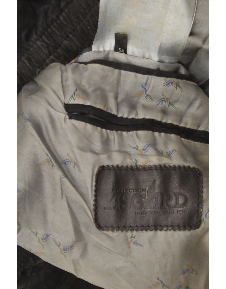 Asgard Mens Suede Jacket IT 54 2XL Navy Blue Leather