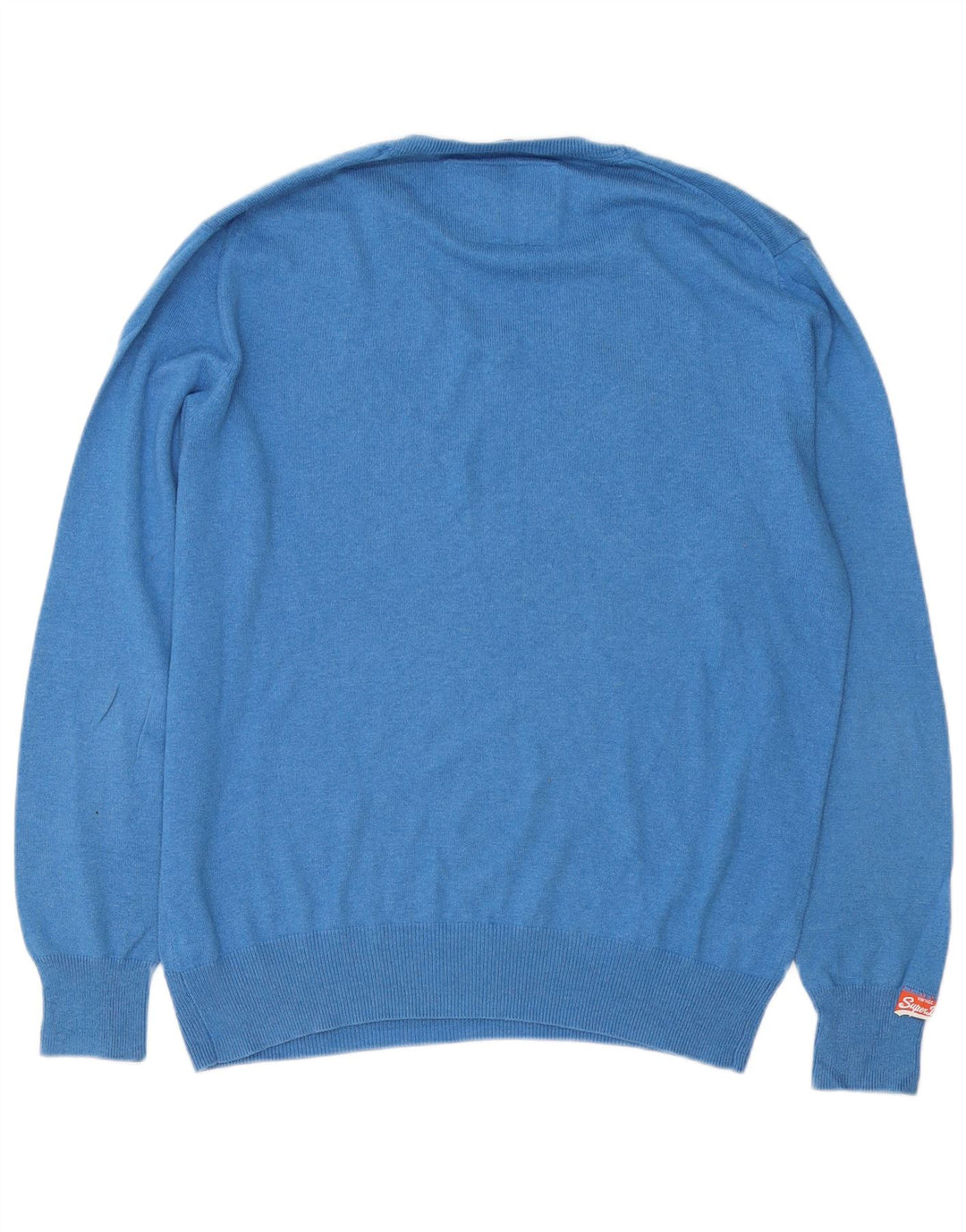 Superdry Mens V-Neck Jumper Sweater XL Blue Cotton