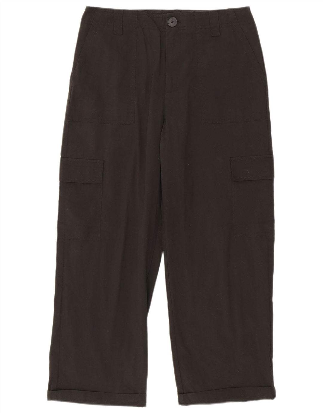 Zara Womens Straight Cargo Trousers Medium W28 L25 Black Cotton